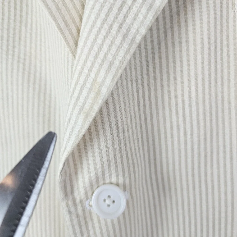 Jos A Bank Seersucker Stays Cool Beige Striped Sport Blazer Jacket Mens 46L